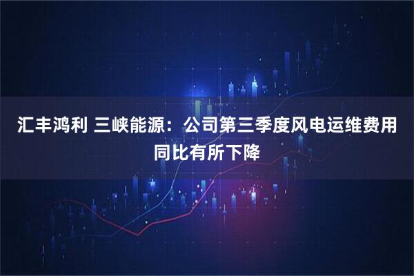 汇丰鸿利 三峡能源：公司第三季度风电运维费用同比有所下降